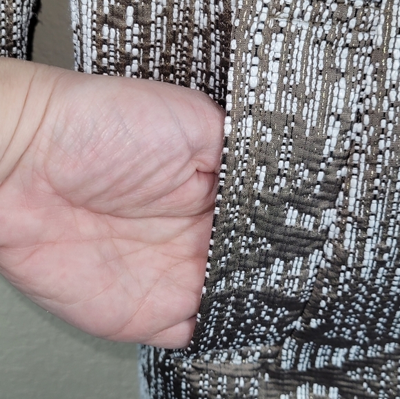 Carmen Marc Valvo Coat Womens M‎ Brown/Metallic Tapestry Round Collar Car - Picture 3 of 10